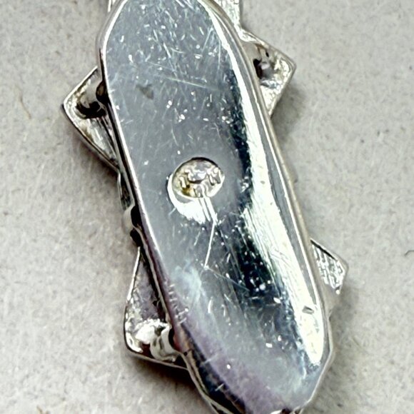 Vintage Faux Pearl Necklace Decorative Rhinestone Clasp Signed Retro Classic - Picture 6 of 11